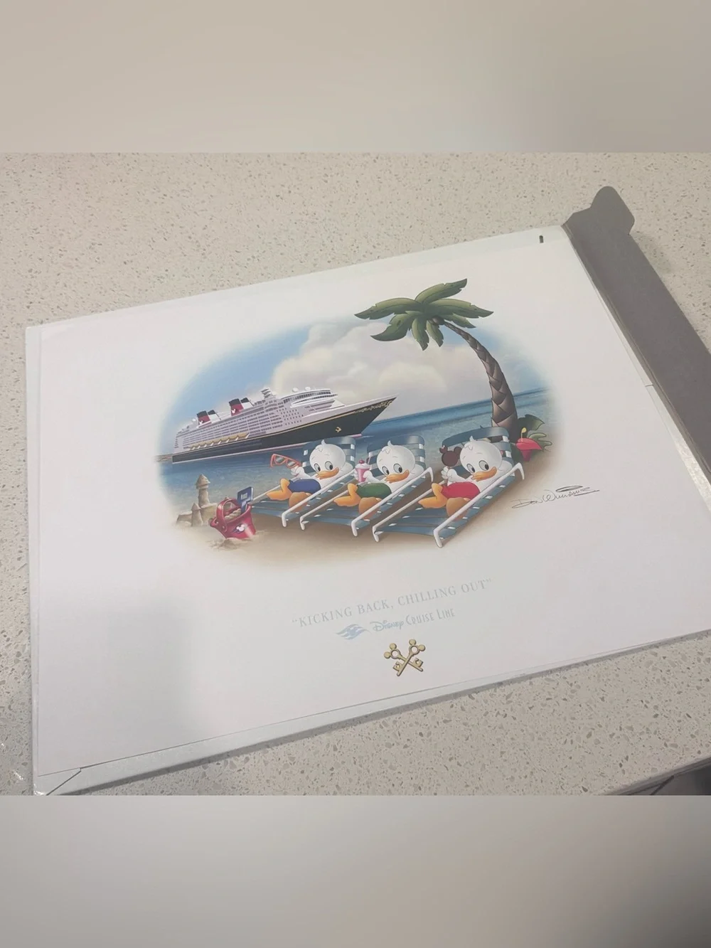 Disney Cruise Line Kicking Back Chilling Out Ducky Williams Lithograph 16x20